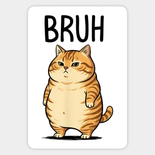 Cute Orange Cat Serving Big Bruh Energy fun design Magnet